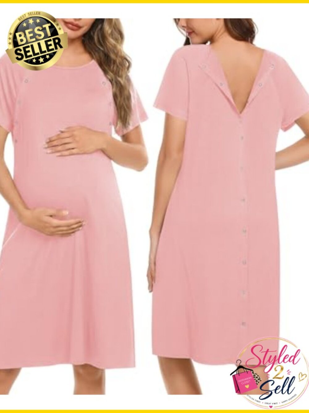 Ekouaer Women's Nursing Maternity Nightgown Short Sleeve Hospital Labor